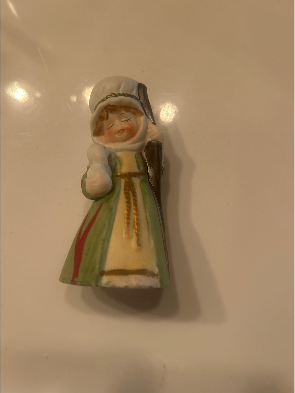 Vintage 1978 Jasco Merri-Bells Shepherdess Girl with Lamb Porcelain Bell